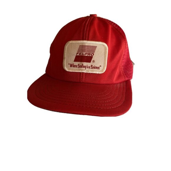 Fel Pro Gaskets Hat Cap Where Sealing is a Science Red Snapback Trucker Patch - Picture 1 of 7